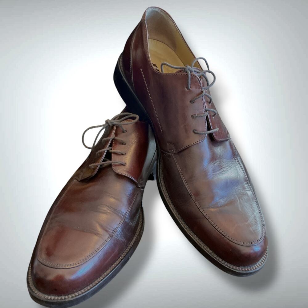 Men's 11.5M JOHNSTON & MURPHY Signature Series Brown Leather Dress Shoes VGUC